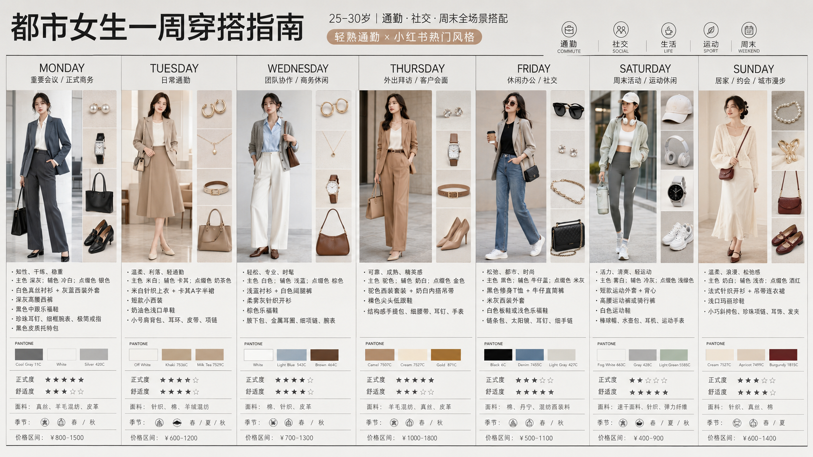 女生都市穿搭一周指南
