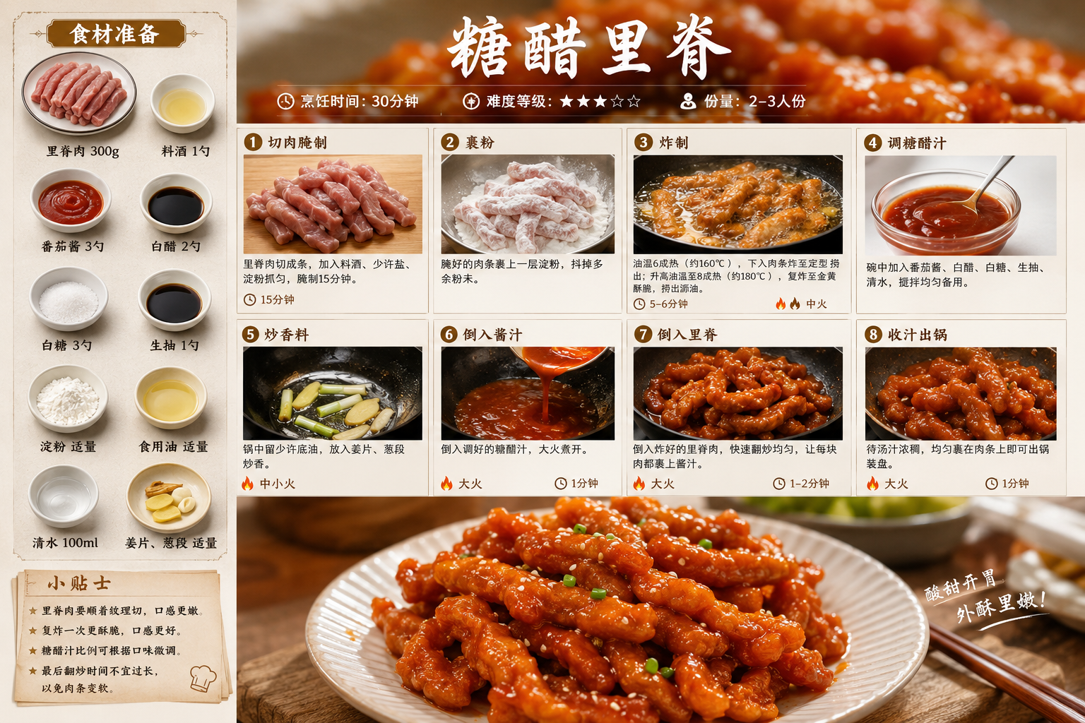 【糖醋里脊】家常菜烹饪步骤